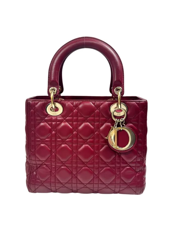 Lady Dior MM bordeaux, seconde main maroquinerie de luxe Côte d'Azur