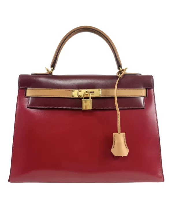 Hermès, Kelly 33 sellier tricolore vintage seconde main de luxe proche de Monaco