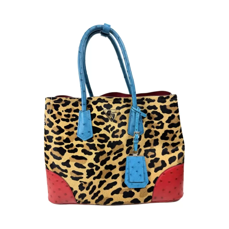Prada, sac Cabas panthère autruche seconde main dépôt vente luxe proche de Menton