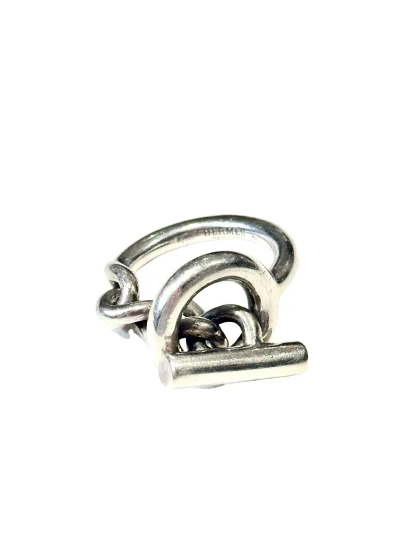 Hermès, Bague "Croisette" en argent, dépôt vente seconde main Cannes bijoux accessoire de luxe vintage