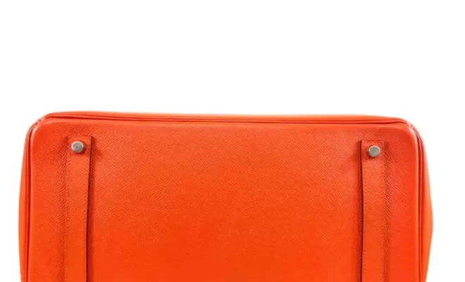 Hermès, Sac "Birkin" en veau Epsom orange.